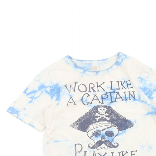 Preworn Boys Blue 100% Cotton Basic T-Shirt Size 4 Years Round Neck Pullover - Pirate