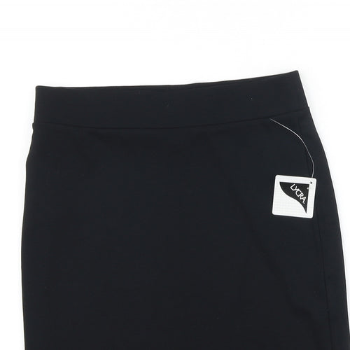 Preworn Girls Black 100% Cotton Mini Skirt Size 13-14 Years Regular Pull On