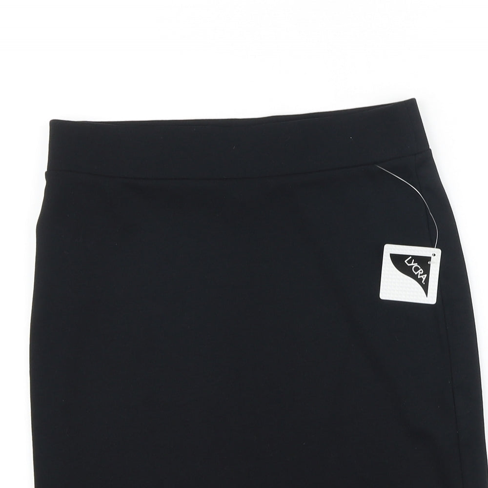 Preworn Girls Black 100% Cotton Mini Skirt Size 13-14 Years Regular Pull On