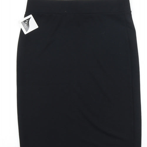 Preworn Girls Black 100% Cotton Mini Skirt Size 13-14 Years Regular Pull On