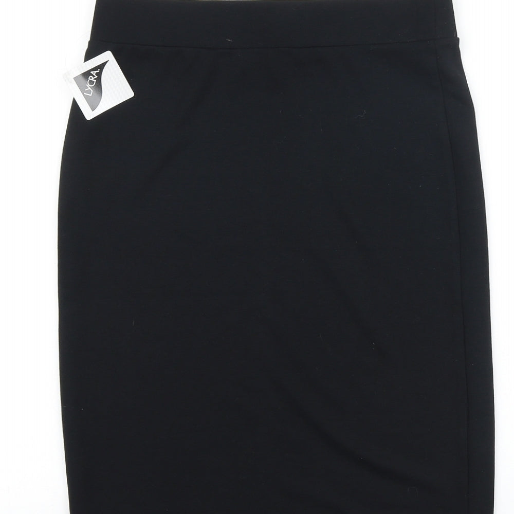 Preworn Girls Black 100% Cotton Mini Skirt Size 13-14 Years Regular Pull On