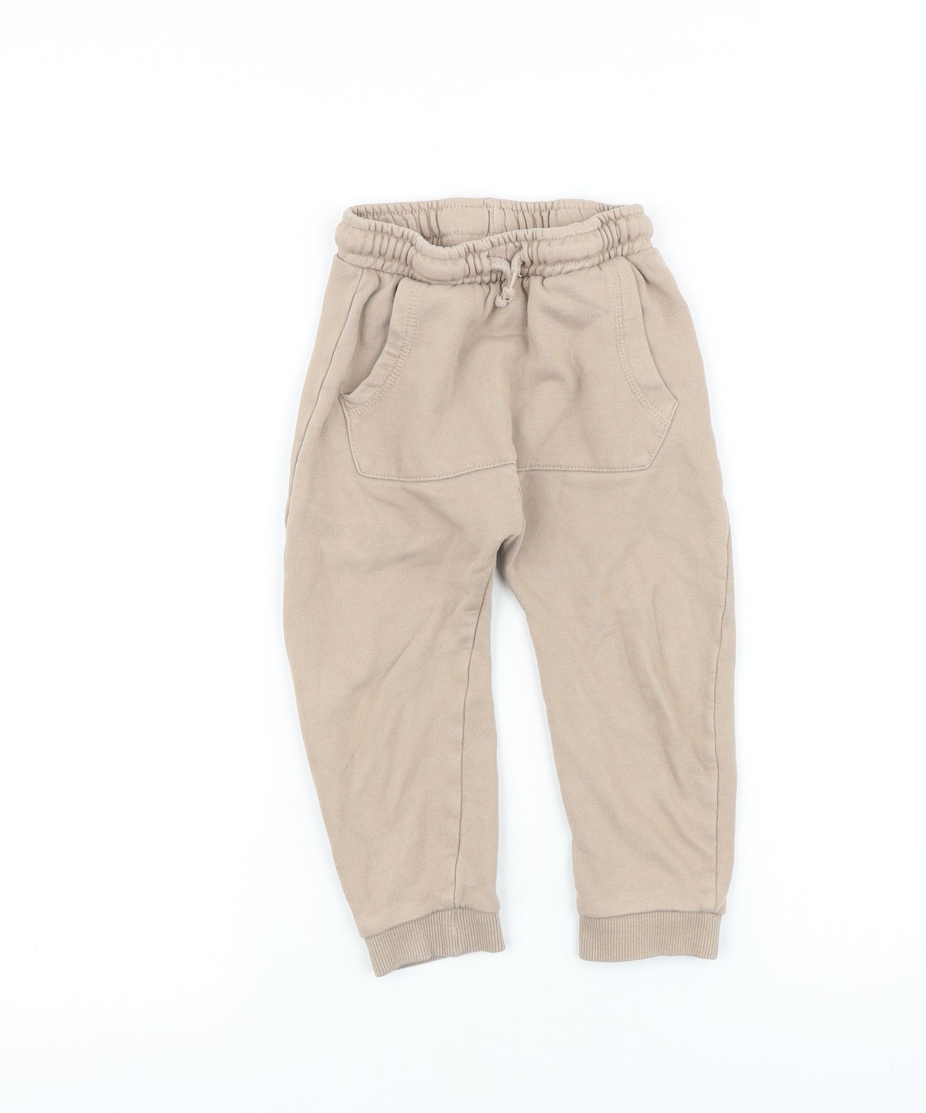 George Boys Brown 100% Cotton Jogger Trousers Size 2-3 Years Regular Drawstring