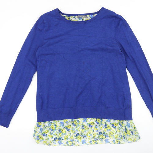 South Womens Blue Round Neck 100% Cotton Pullover Jumper Size 10