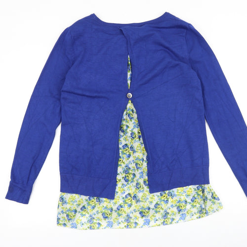 South Womens Blue Round Neck 100% Cotton Pullover Jumper Size 10