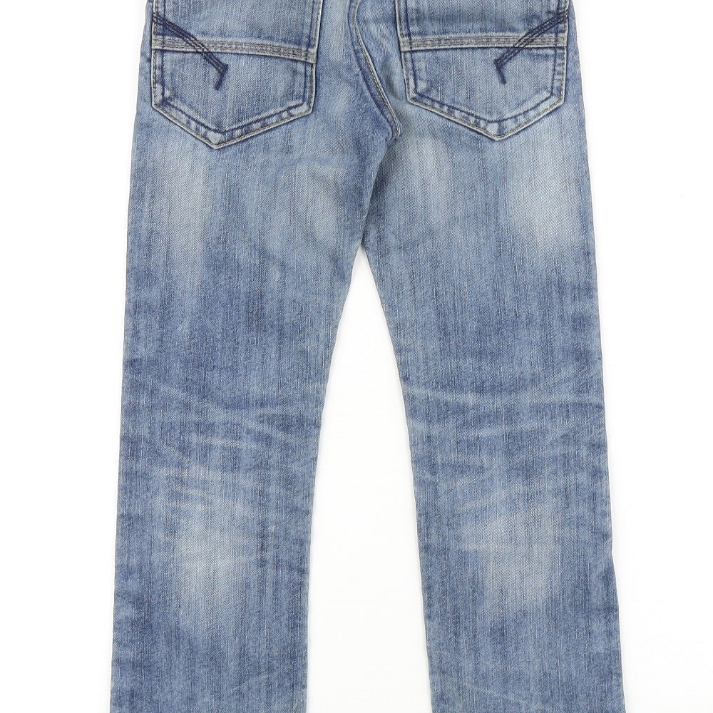 NEXT Boys Blue 100% Cotton Straight Jeans Size 6 Years Regular Zip - Distressed