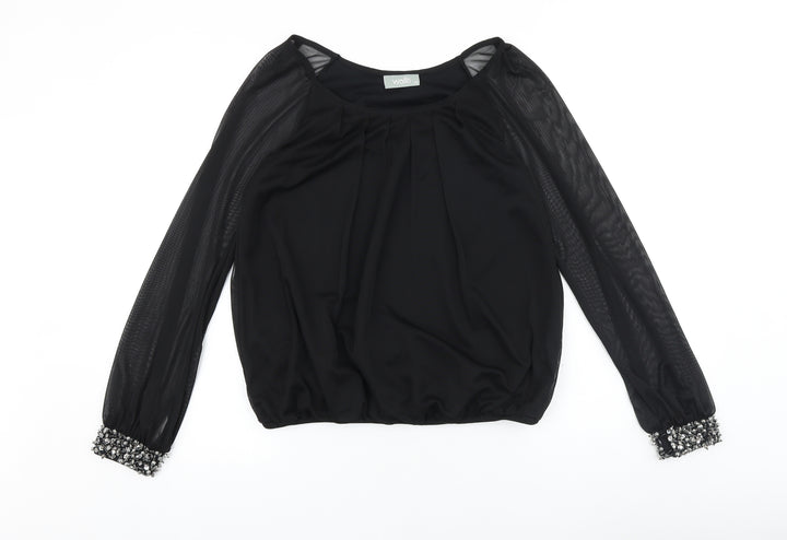 Wallis Womens Black Polyester Basic Blouse Size 10 Round Neck