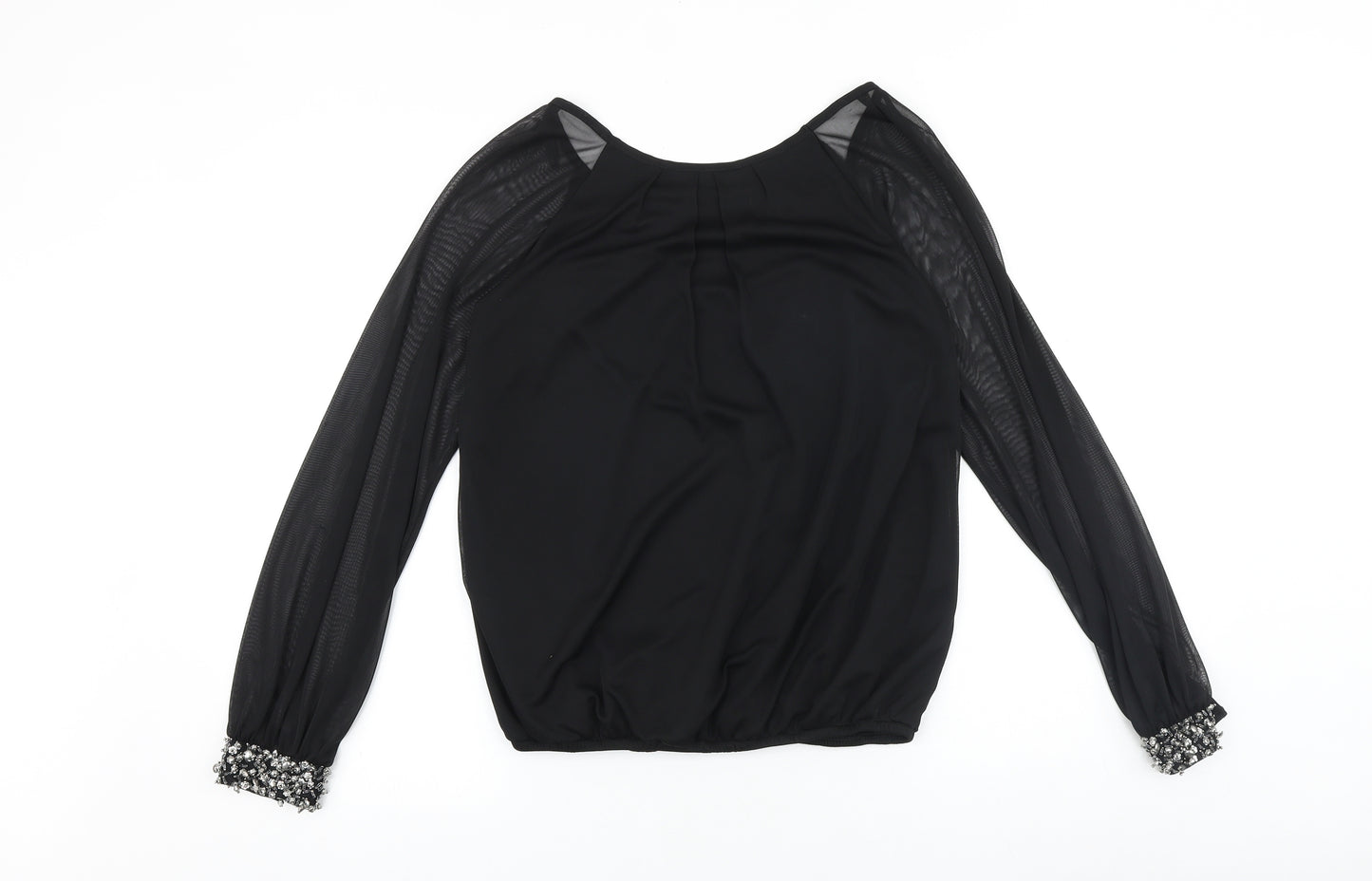 Wallis Womens Black Polyester Basic Blouse Size 10 Round Neck