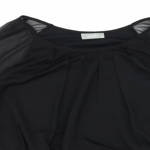 Wallis Womens Black Polyester Basic Blouse Size 10 Round Neck