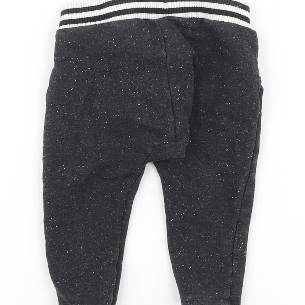 Nutmeg Baby Grey 100% Cotton Jogger Trousers Size 3-6 Months Tie