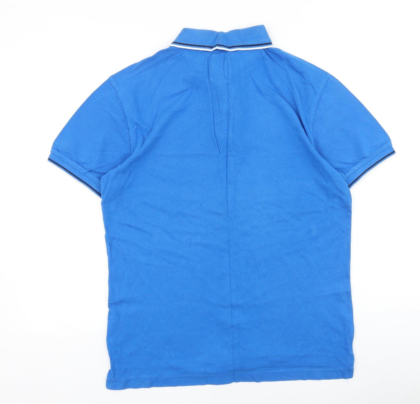 Crew Clothing Mens Blue 100% Cotton Polo Size S Collared Button