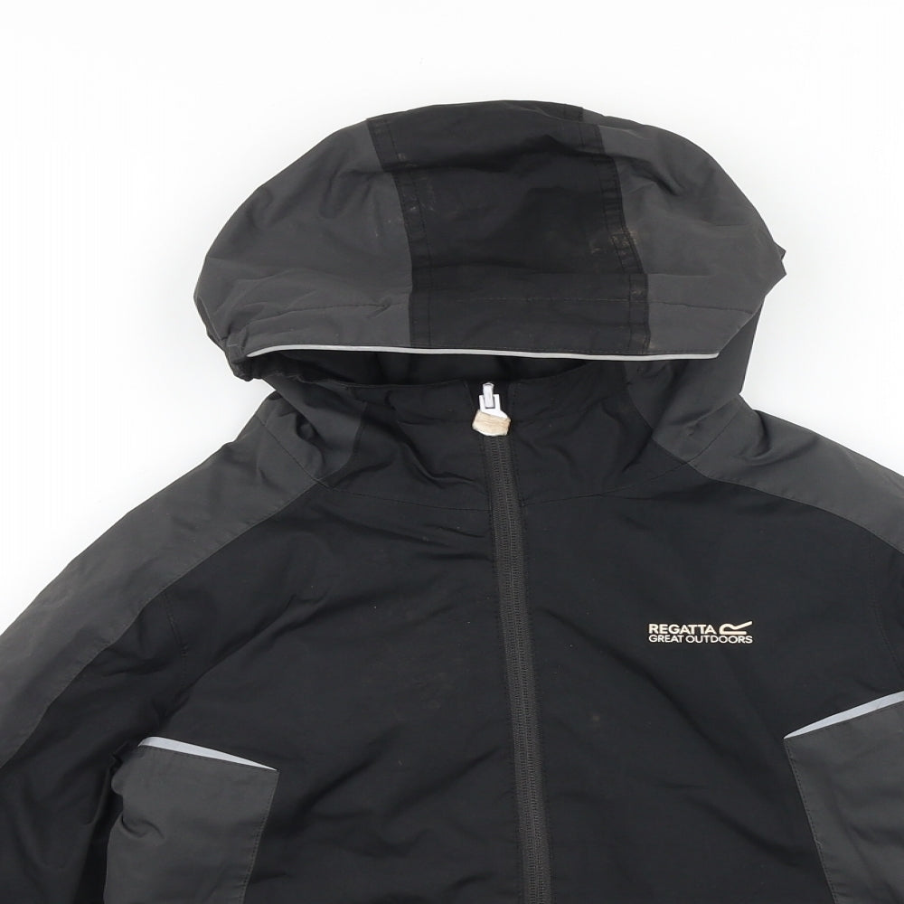 Regatta Boys Black Windbreaker Jacket Size 7-8 Years Zip