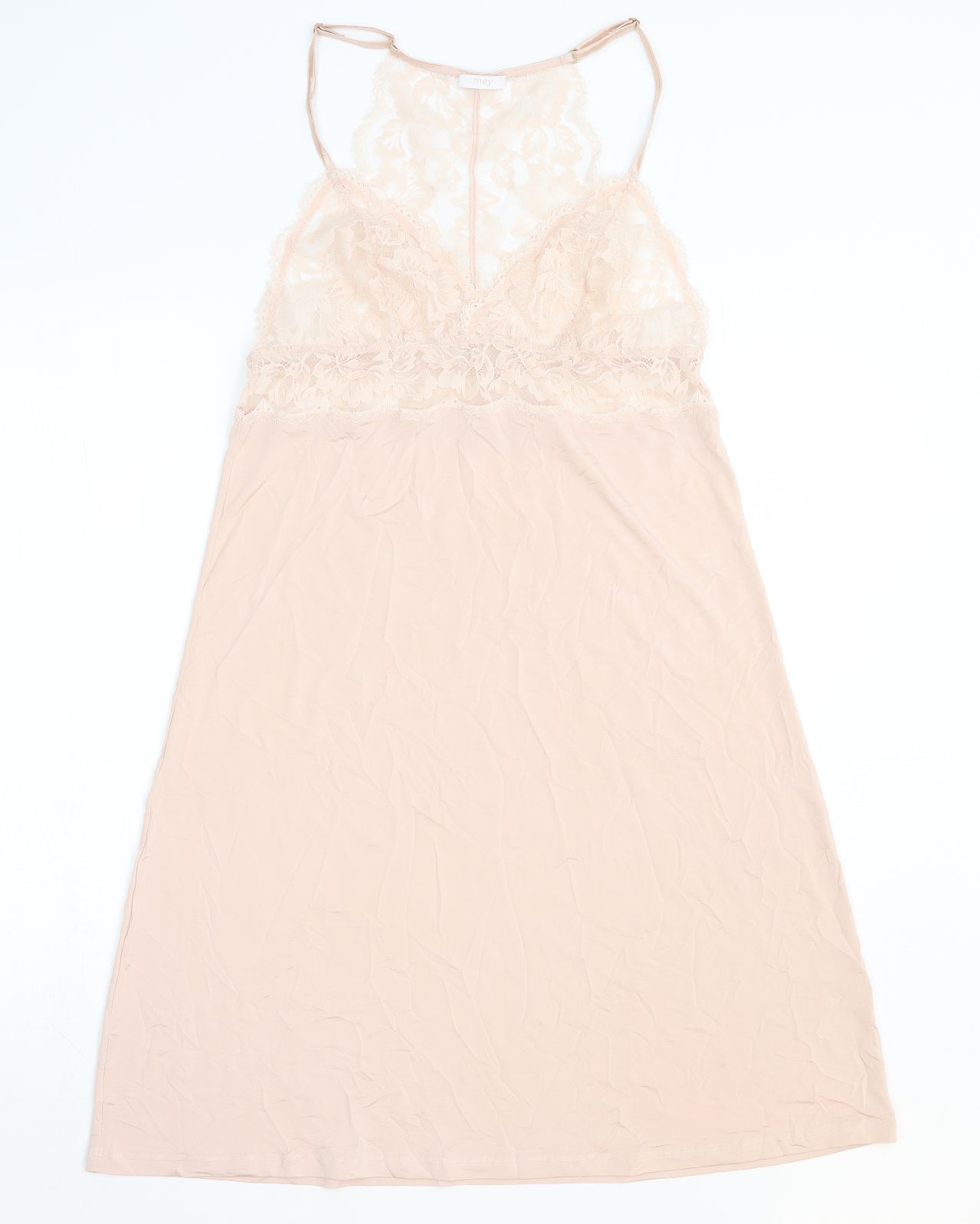 Mey Womens Pink Solid Viscose Top Dress Size M - Lace Detail