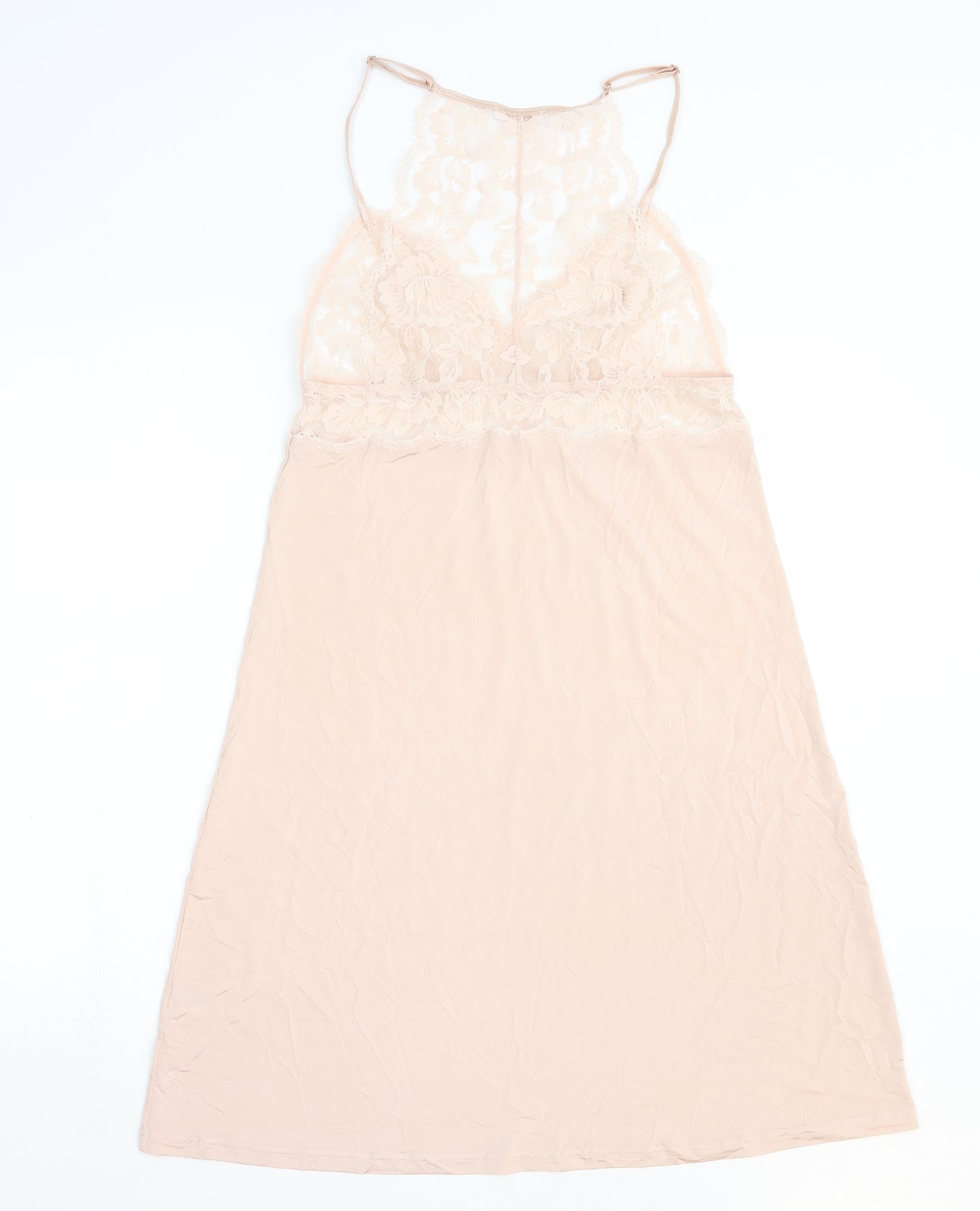 Mey Womens Pink Solid Viscose Top Dress Size M - Lace Detail
