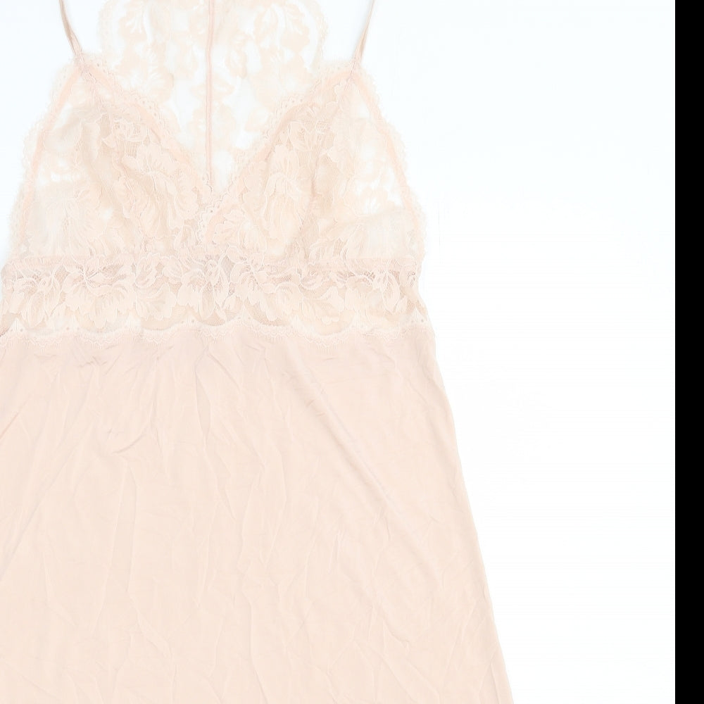 Mey Womens Pink Solid Viscose Top Dress Size M - Lace Detail