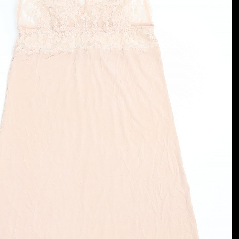 Mey Womens Pink Solid Viscose Top Dress Size M - Lace Detail