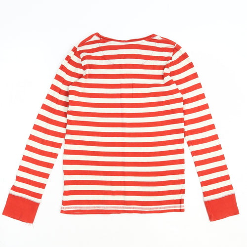 Mini Boden Girls Red Striped 100% Cotton Pullover T-Shirt Size 11-12 Years Round Neck Pullover