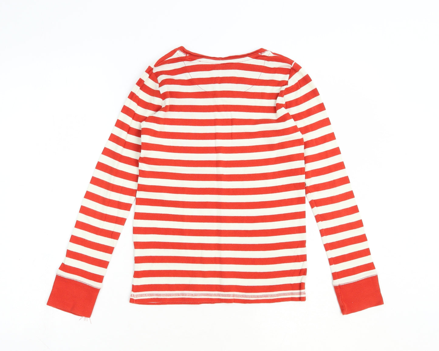 Mini Boden Girls Red Striped 100% Cotton Pullover T-Shirt Size 11-12 Years Round Neck Pullover