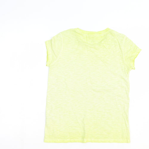 NEXT Girls Yellow 100% Cotton Basic T-Shirt Size 10-11 Years Round Neck Pullover - Heart
