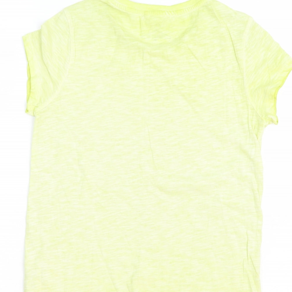 NEXT Girls Yellow 100% Cotton Basic T-Shirt Size 10-11 Years Round Neck Pullover - Heart