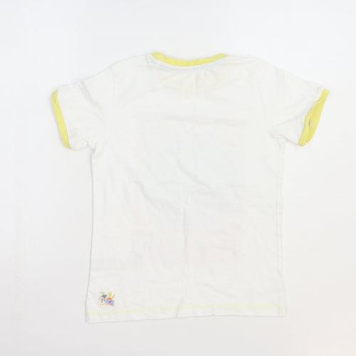 Fat Face Boys White 100% Cotton Basic T-Shirt Size 8-9 Years Round Neck Pullover - Here comes the Sun