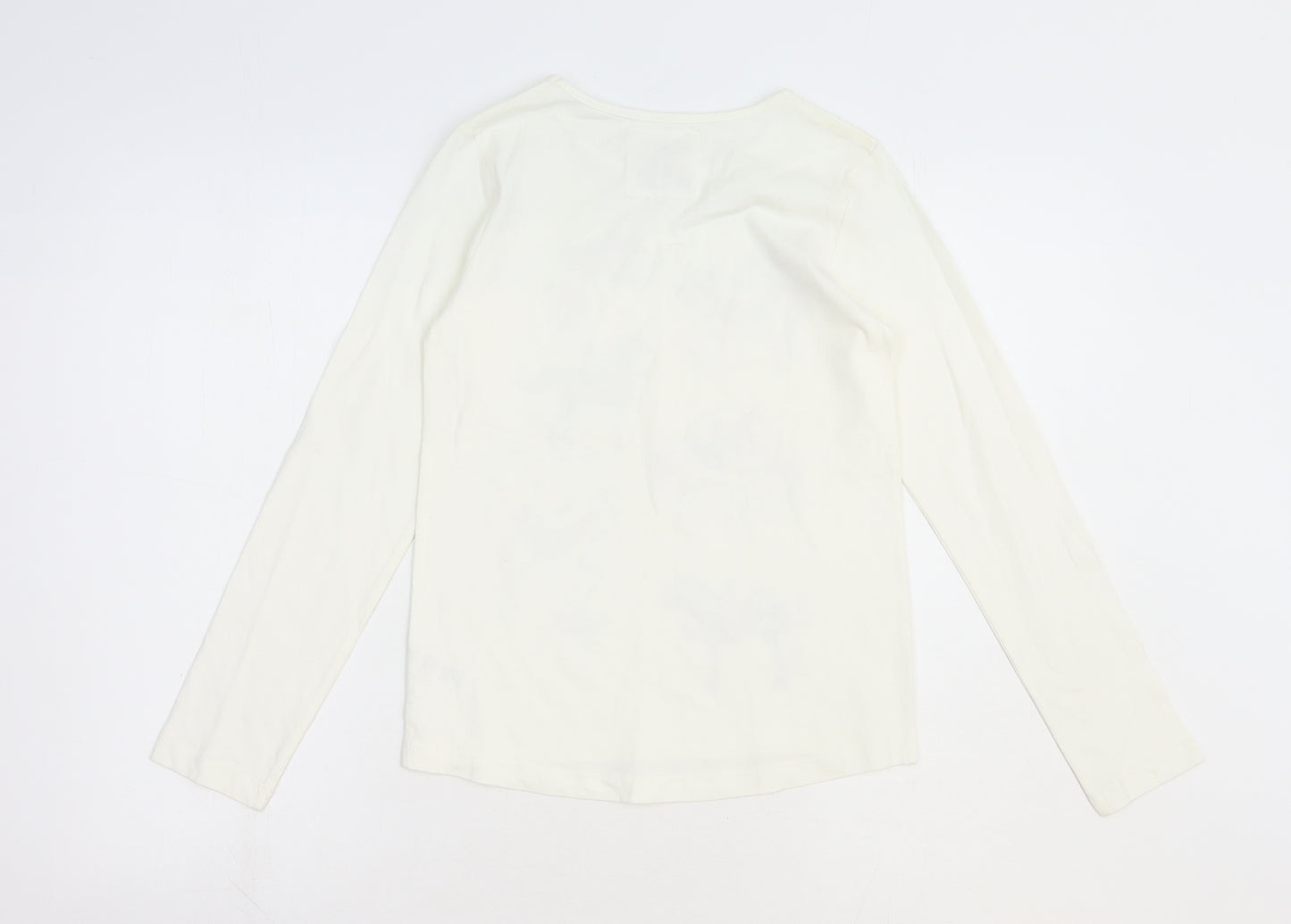 TU Girls White 100% Cotton Basic T-Shirt Size 11 Years Round Neck Pullover - Horses