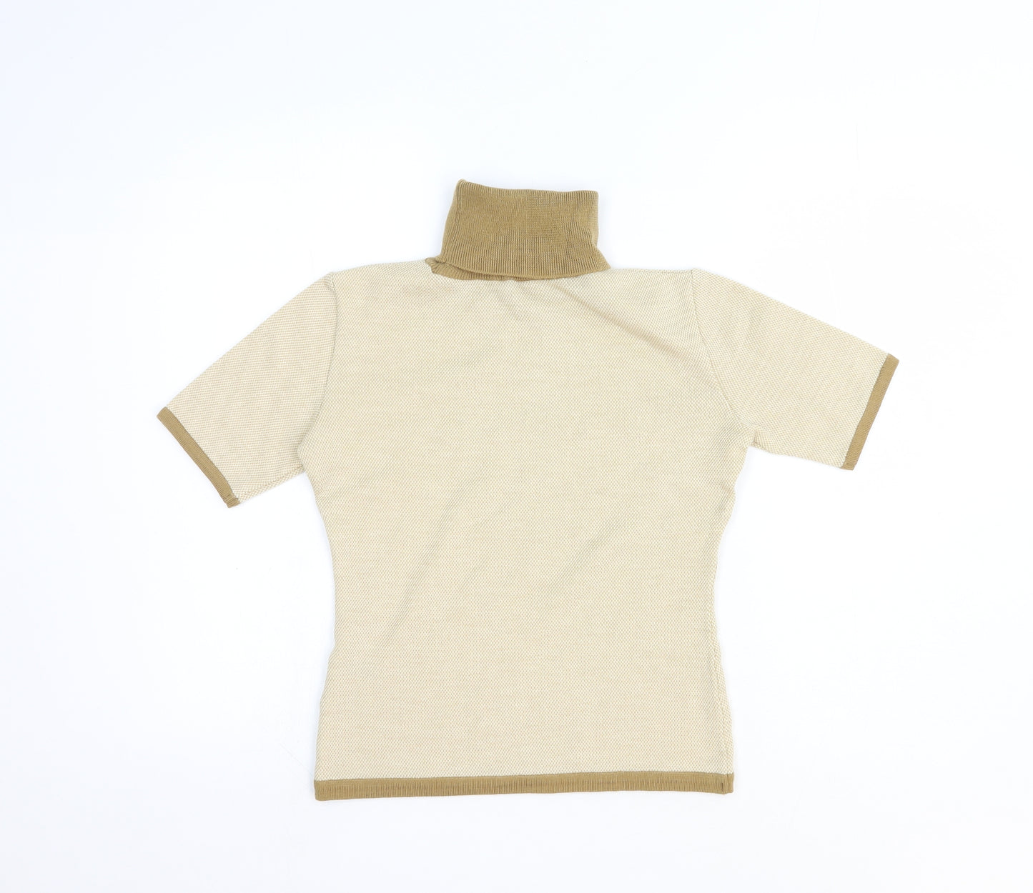 Michel Klein Womens Brown Polyester Basic T-Shirt Size 6 Roll Neck