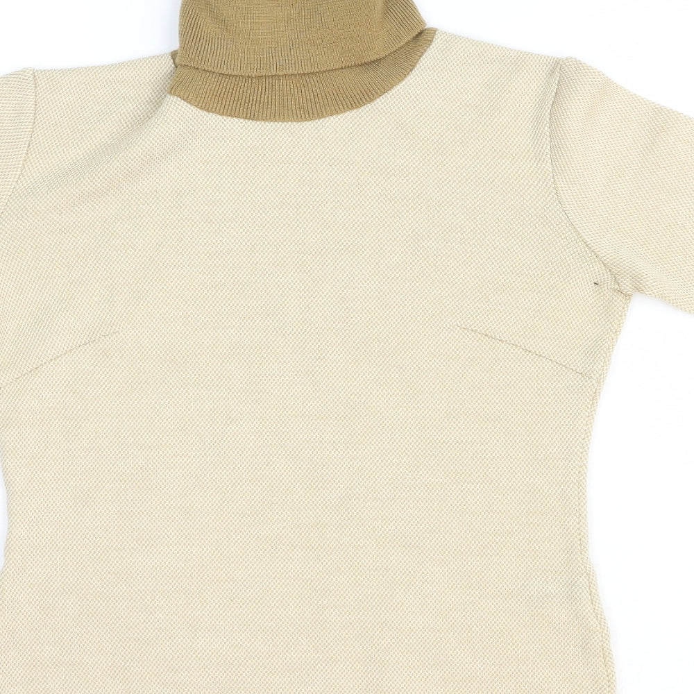 Michel Klein Womens Brown Polyester Basic T-Shirt Size 6 Roll Neck