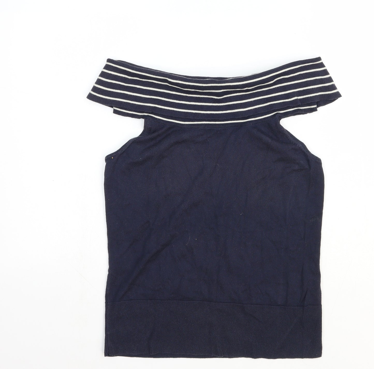 NEXT Womens Blue Striped Cotton Basic Tank Size 12 Round Neck