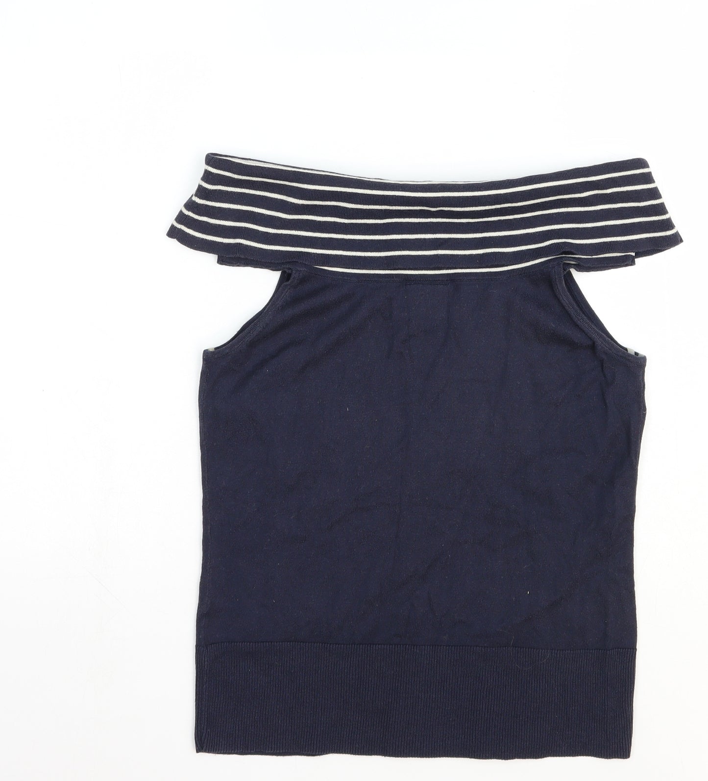 NEXT Womens Blue Striped Cotton Basic Tank Size 12 Round Neck