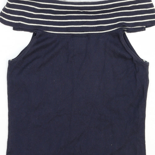 NEXT Womens Blue Striped Cotton Basic Tank Size 12 Round Neck