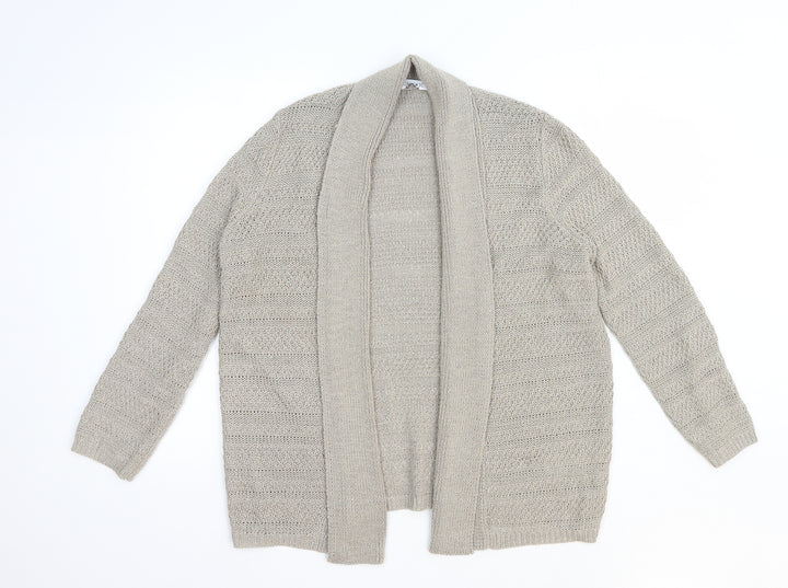 Marks and Spencer Womens Brown V-Neck Acrylic Cardigan Jumper Size 14