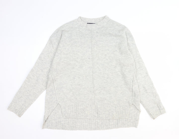 Marks and Spencer Womens Grey Round Neck Acrylic Pullover Jumper Size M