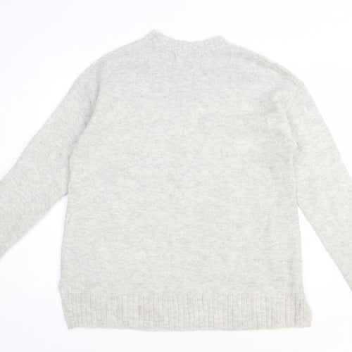 Marks and Spencer Womens Grey Round Neck Acrylic Pullover Jumper Size M