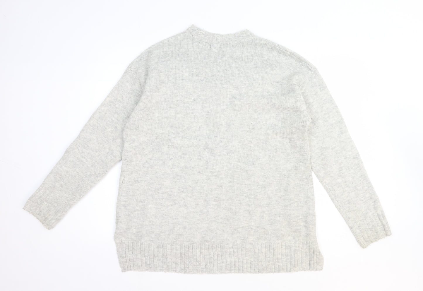 Marks and Spencer Womens Grey Round Neck Acrylic Pullover Jumper Size M