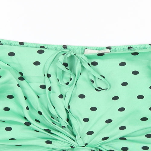 River Island Womens Green Polka Dot Polyester Cropped Blouse Size 16 Off the Shoulder - Bardot