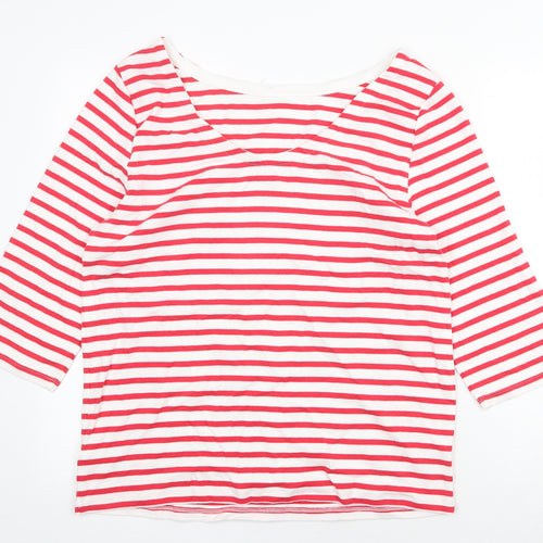 Preworn Womens Red Striped Cotton Basic Blouse Size 2XL Boat Neck