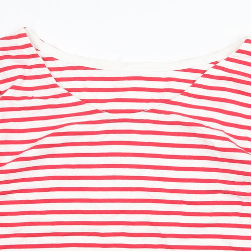 Preworn Womens Red Striped Cotton Basic Blouse Size 2XL Boat Neck