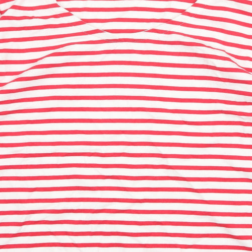 Preworn Womens Red Striped Cotton Basic Blouse Size 2XL Boat Neck