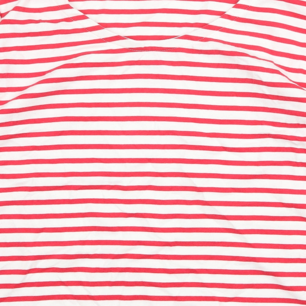 Preworn Womens Red Striped Cotton Basic Blouse Size 2XL Boat Neck