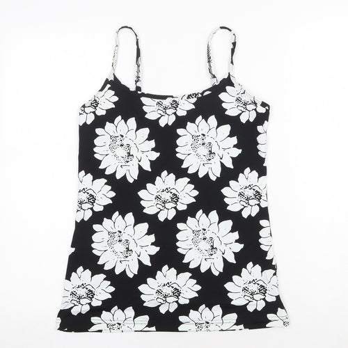 NEXT Womens Black Floral Nylon Camisole Tank Size 10 Scoop Neck