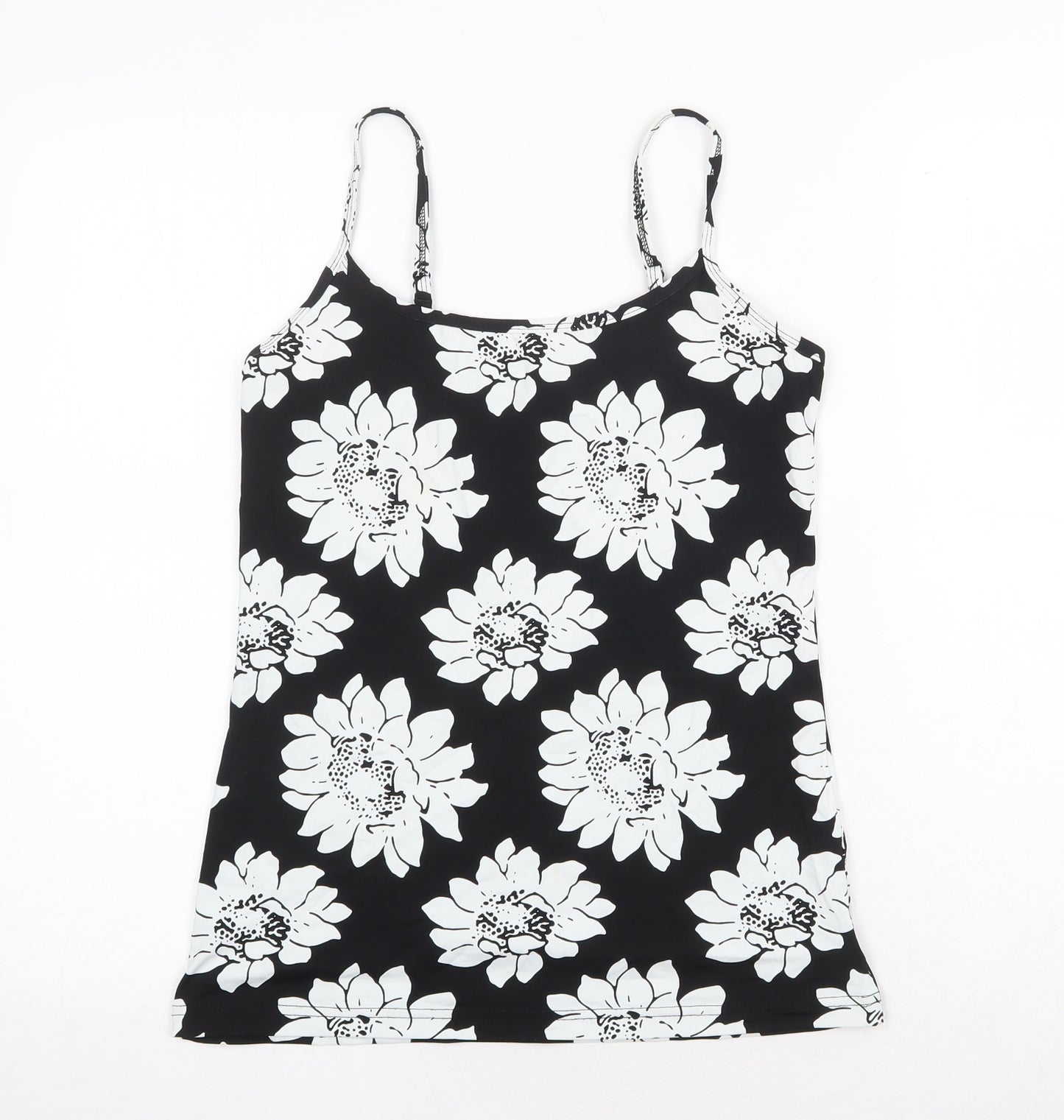 NEXT Womens Black Floral Nylon Camisole Tank Size 10 Scoop Neck