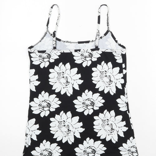 NEXT Womens Black Floral Nylon Camisole Tank Size 10 Scoop Neck