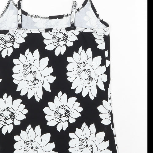 NEXT Womens Black Floral Nylon Camisole Tank Size 10 Scoop Neck