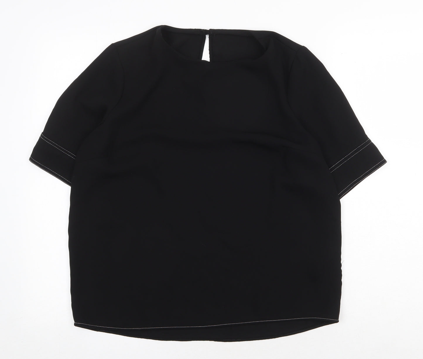 Primark Womens Black Polyester Basic T-Shirt Size 12 Scoop Neck