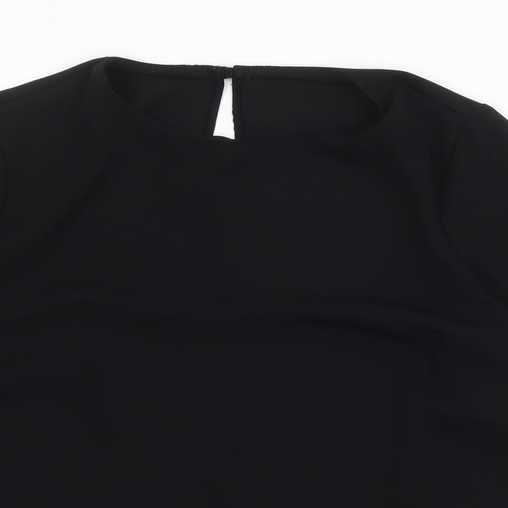 Primark Womens Black Polyester Basic T-Shirt Size 12 Scoop Neck