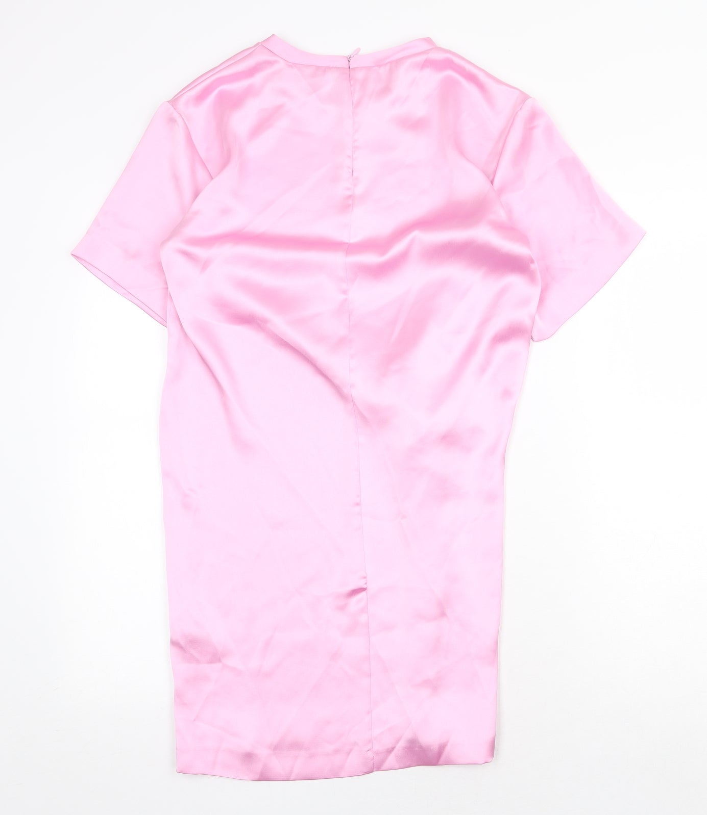Zara Womens Pink Polyester T-Shirt Dress Size S Round Neck Zip