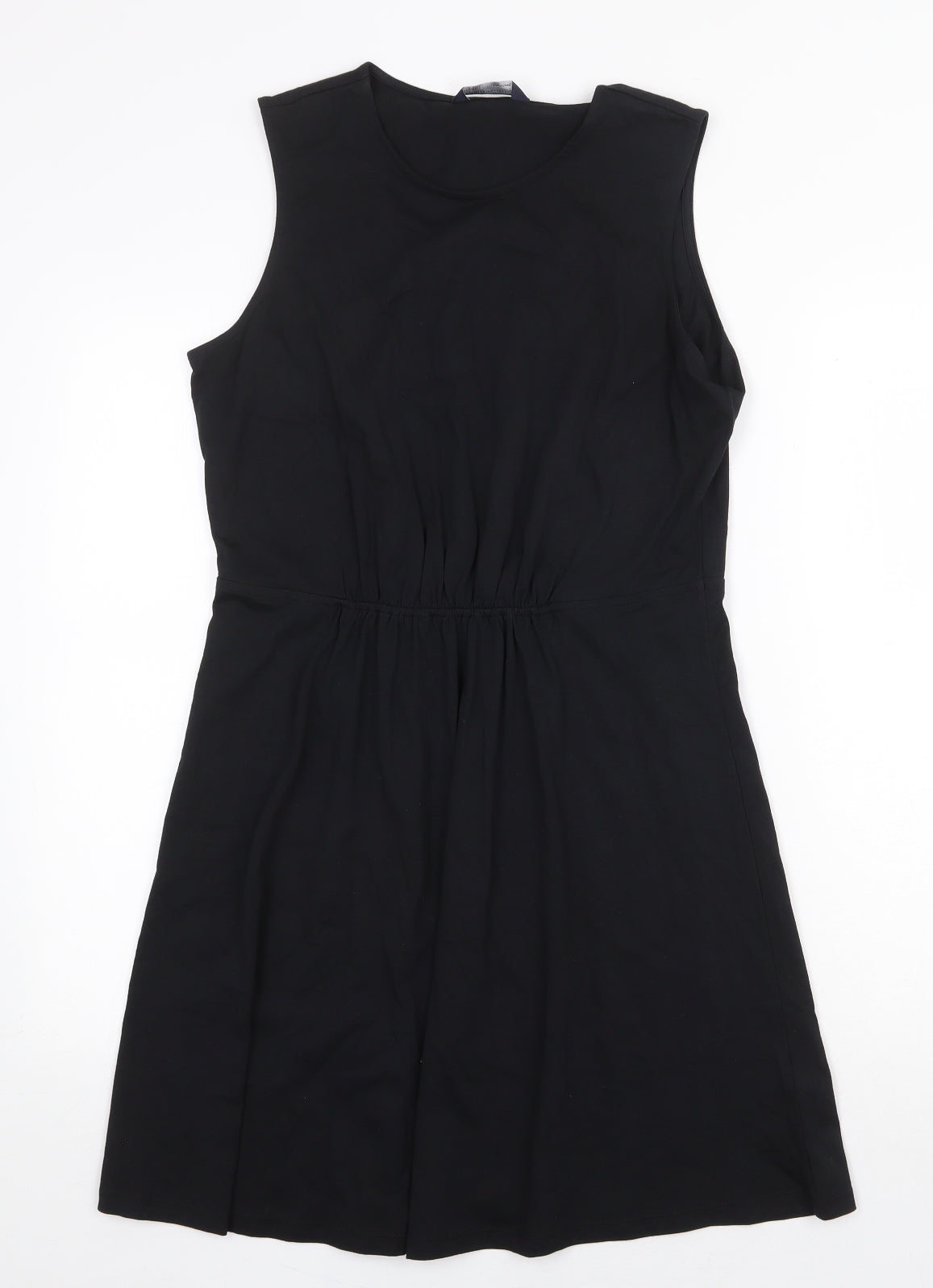 Marks and Spencer Womens Black 100% Cotton Fit & Flare Size 12 Round Neck Pullover