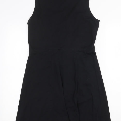 Marks and Spencer Womens Black 100% Cotton Fit & Flare Size 12 Round Neck Pullover