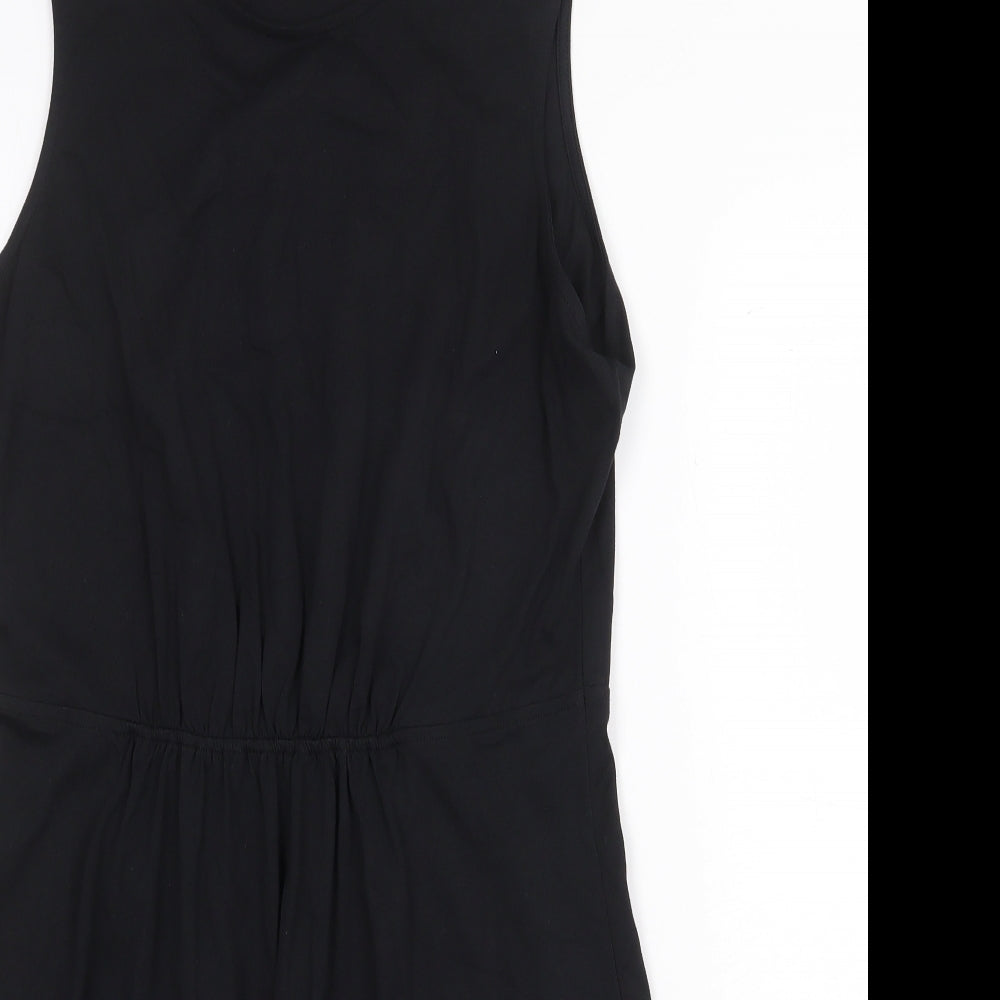 Marks and Spencer Womens Black 100% Cotton Fit & Flare Size 12 Round Neck Pullover