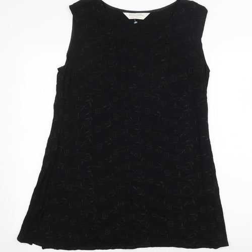 Dorothy Perkins Womens Black Floral Viscose Trapeze & Swing Size 16 Round Neck Pullover